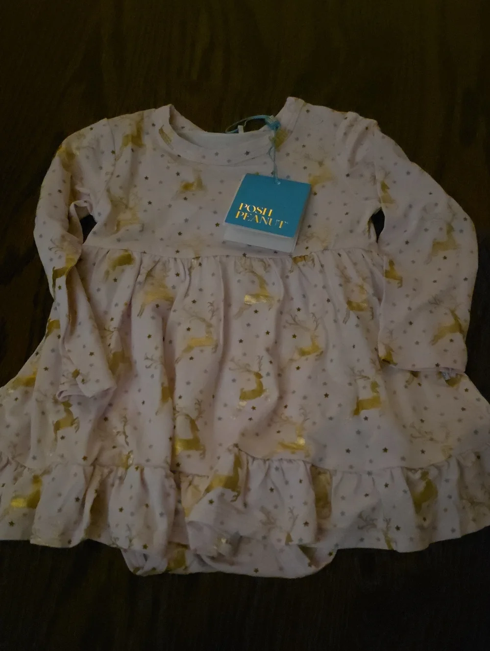 Posh Peanut Pink Dress with Gold Unicorn Print